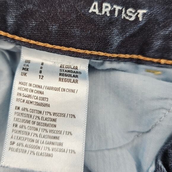 American Eagle Artist Jeans 8 Super Stretch Dark Wash Whisker Casual Preppy - Picture 6 of 11